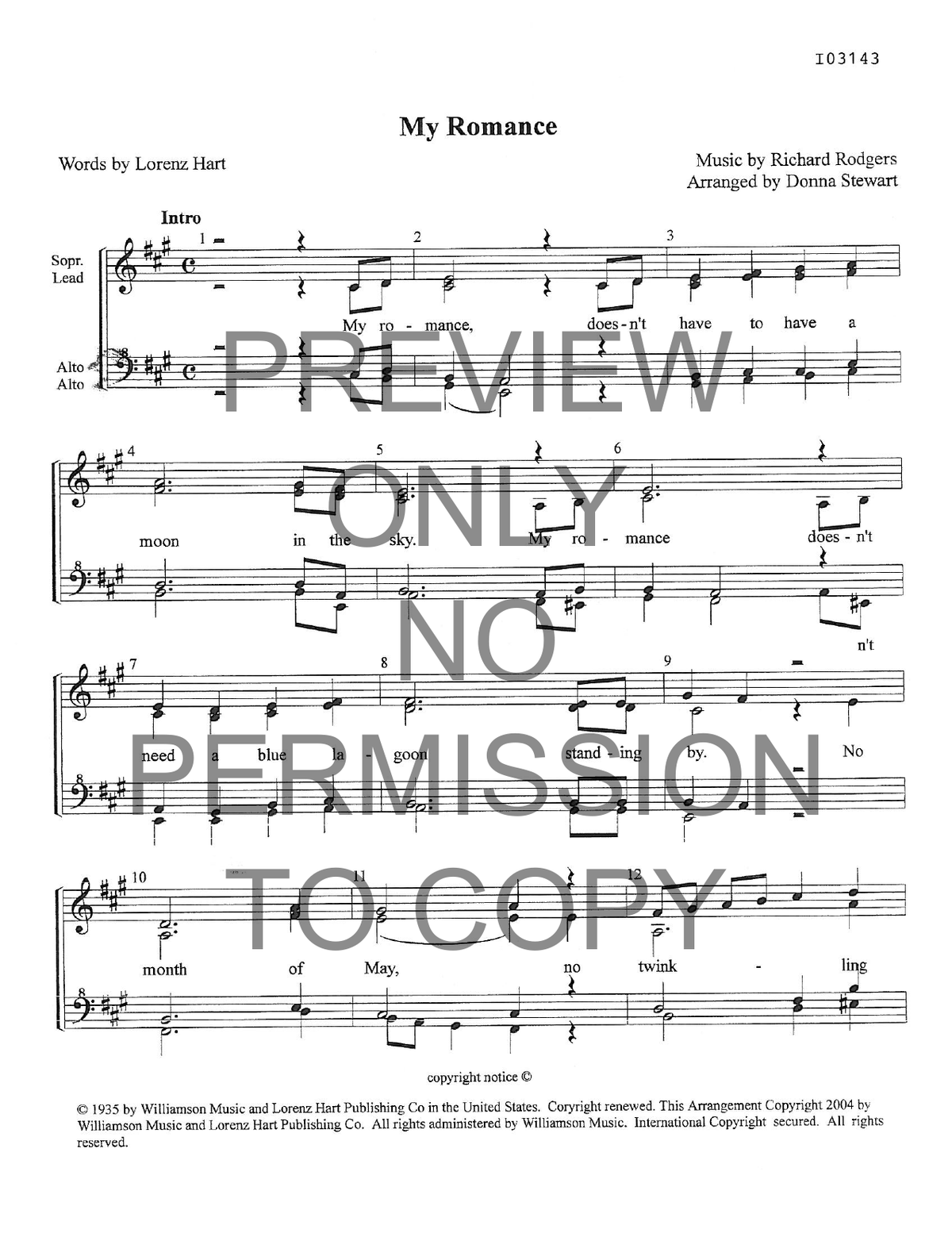 My Romance — sheet music preview, arranged by Donna Stewart