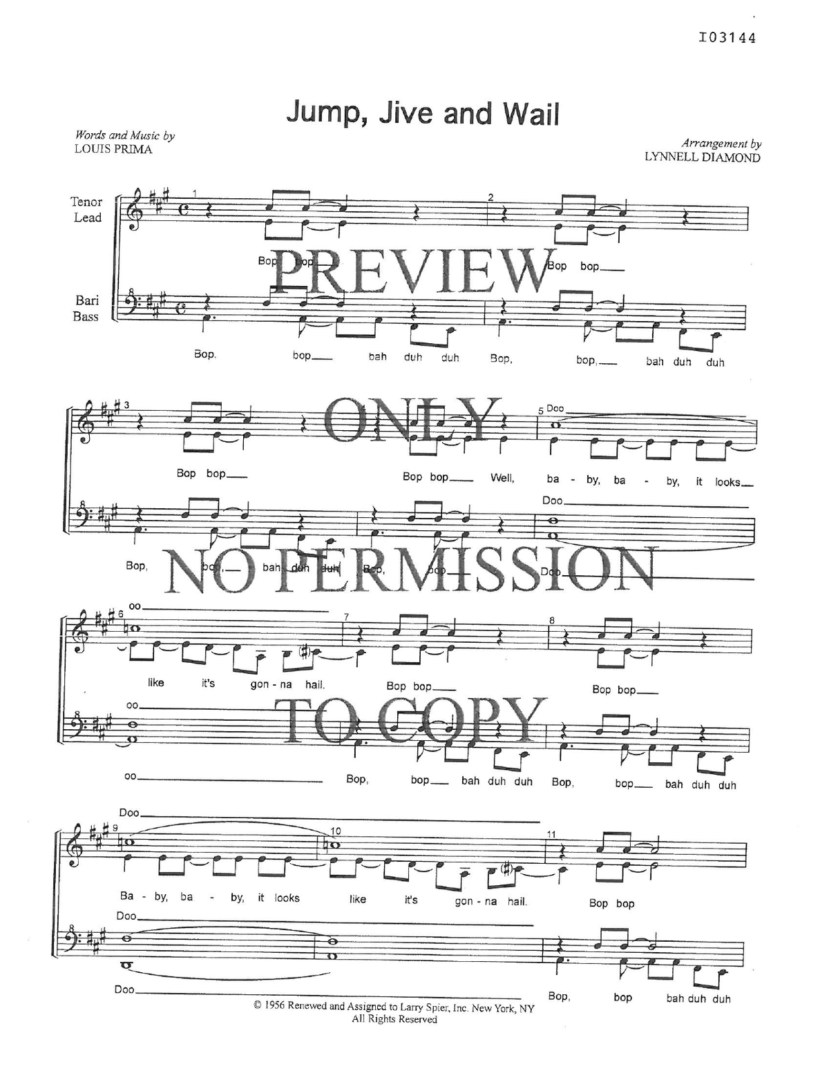 Jump Jive And Then You Wail — sheet music preview, arranged by Lynnell Diamond