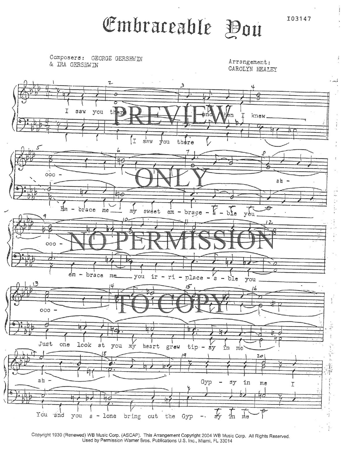 Embraceable You — sheet music preview, arranged by Carolyn Healey