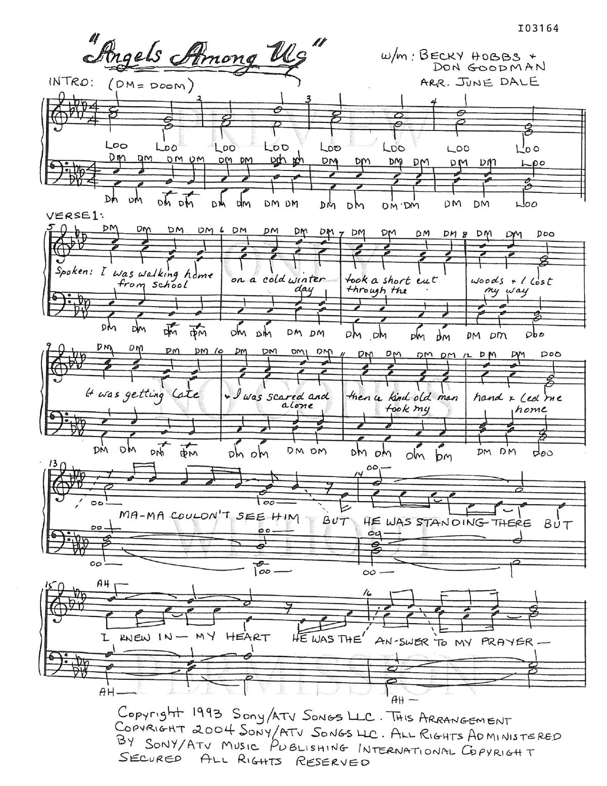 Angels Among Us — sheet music preview, arranged by June Dale