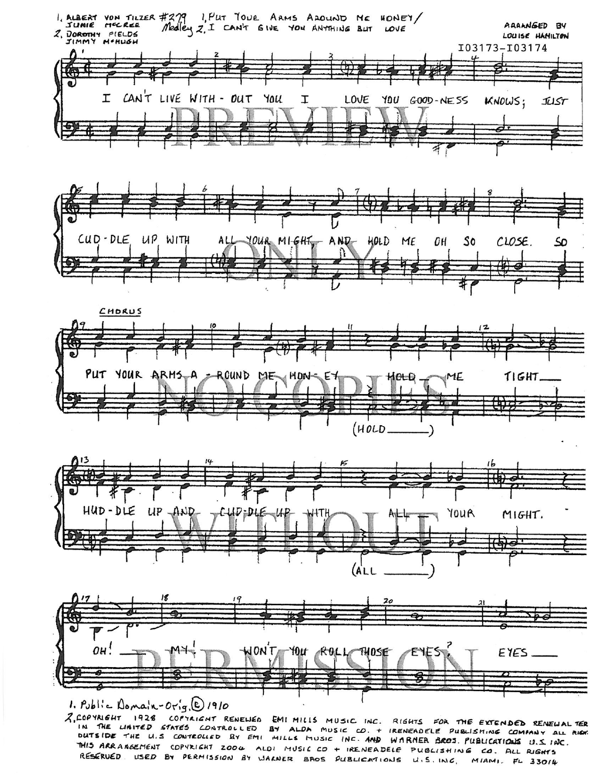 279 Medley - I Can't Give You Anything But Love — sheet music preview, arranged by Louise Hamilton