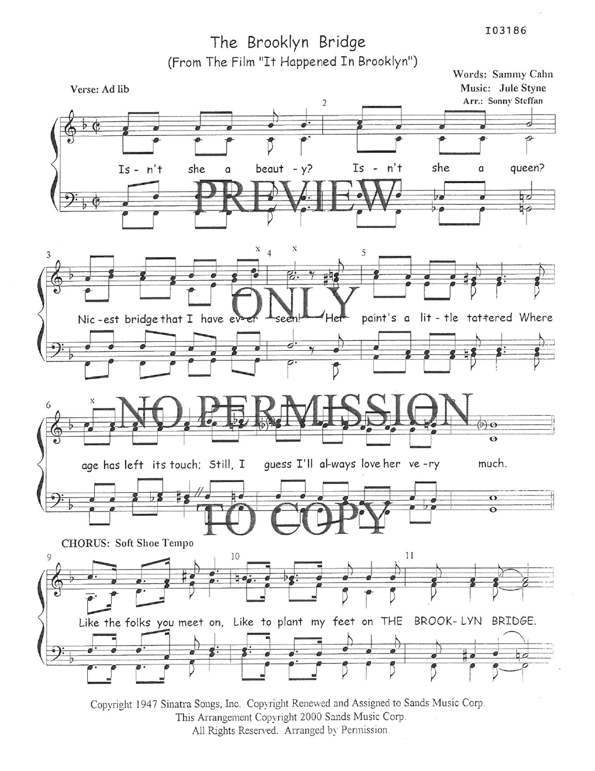 The Brooklyn Bridge — sheet music preview, arranged by Sonny Steffan