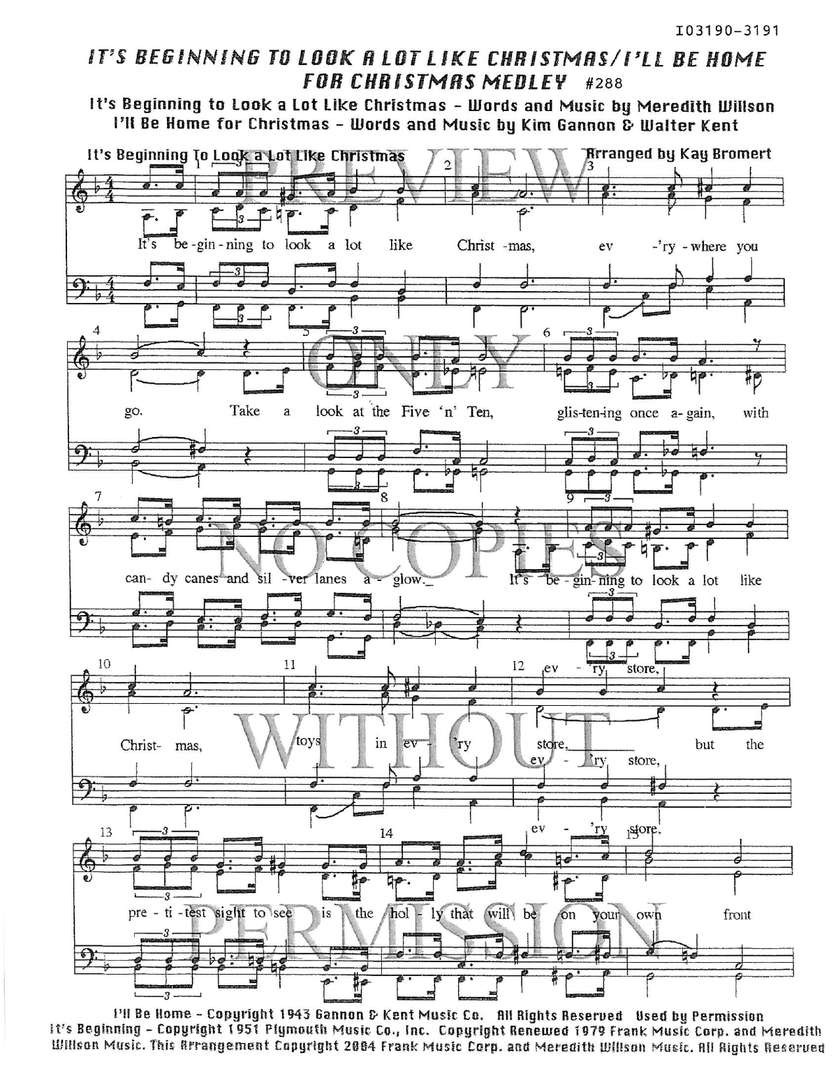 I'll Be Home For Christmas- Medley #288 — sheet music preview, arranged by Kay Bromert