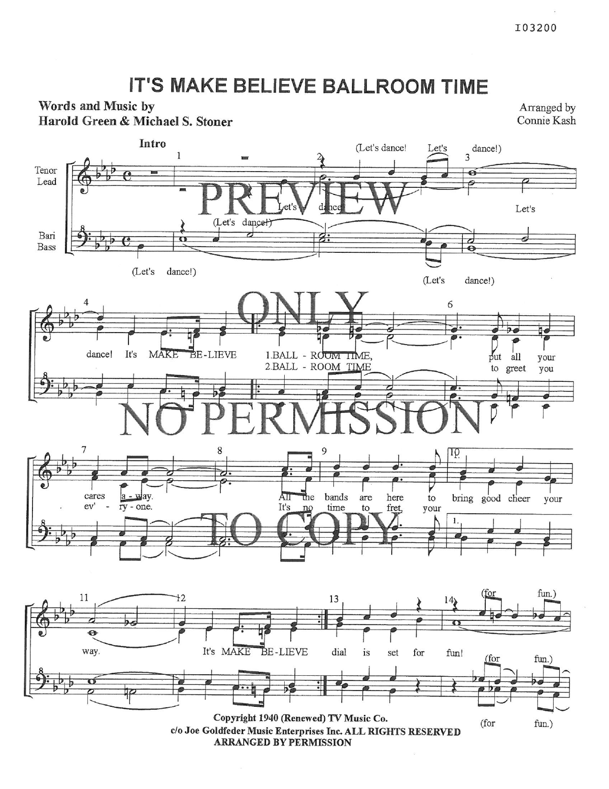 It's Make Believe Ballroom Time — sheet music preview, arranged by Connie Kash