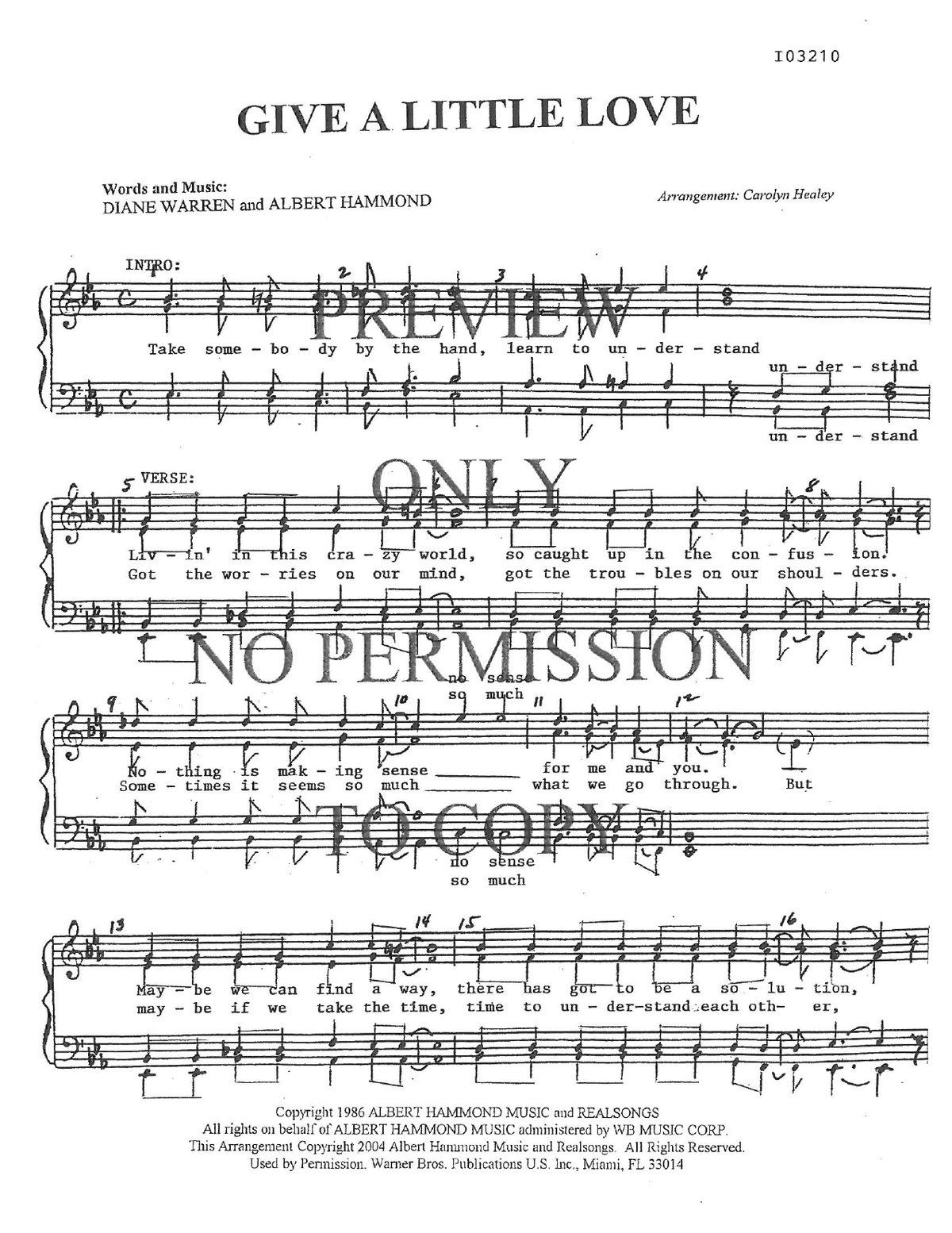 Give A Little Love — sheet music preview, arranged by Carolyn Healey