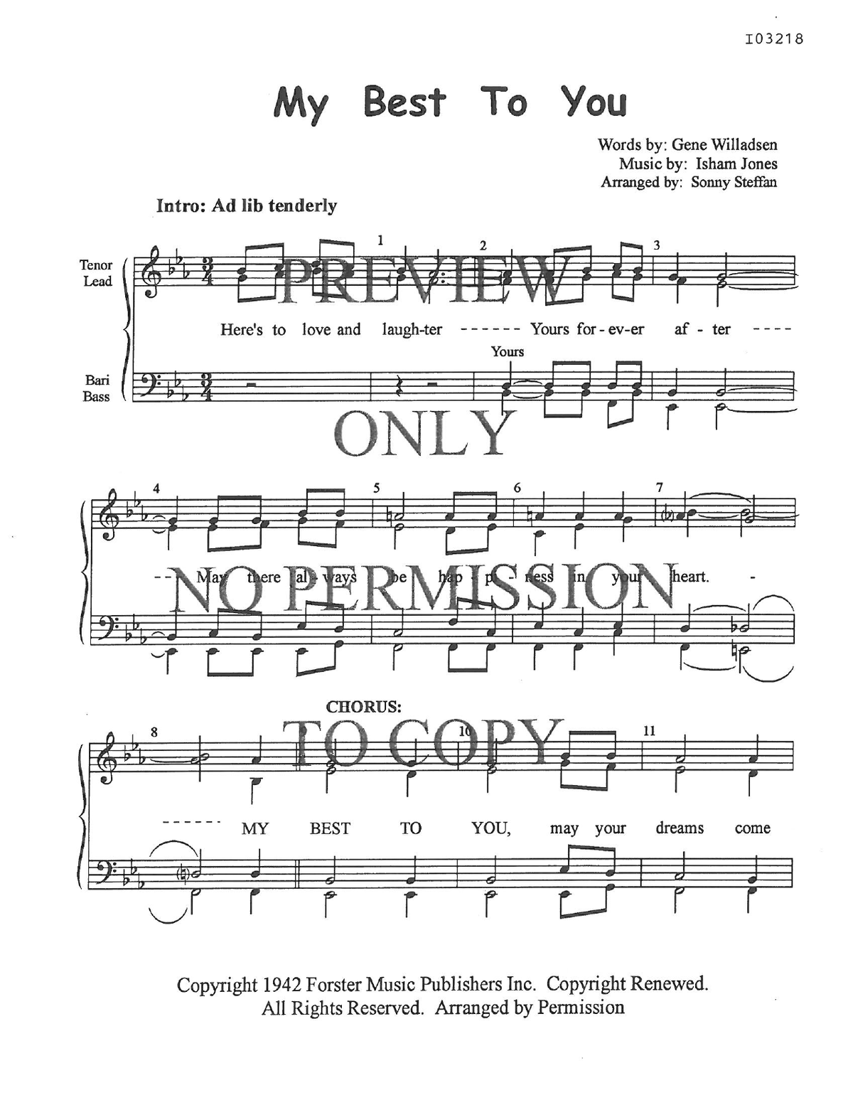 My Best To You — sheet music preview, arranged by Sonny Steffan