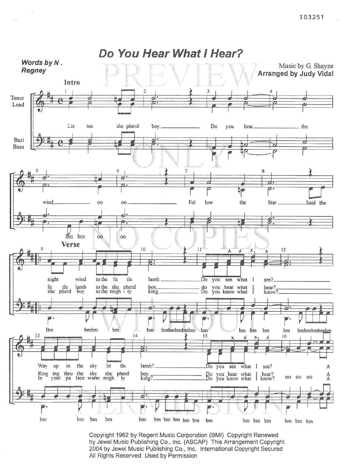 Do You Hear What I Hear? — sheet music preview, arranged by Judy Vidal