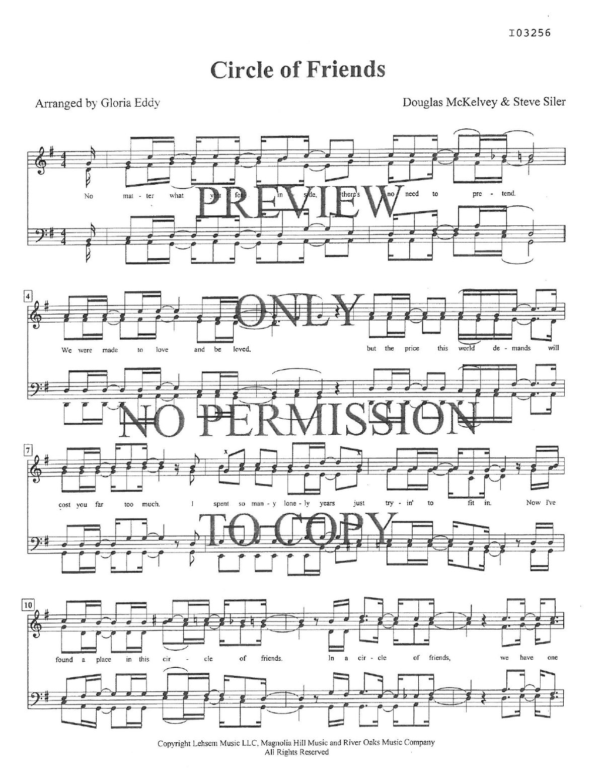 Circle Of Friends — sheet music preview, arranged by Gloria Eddy