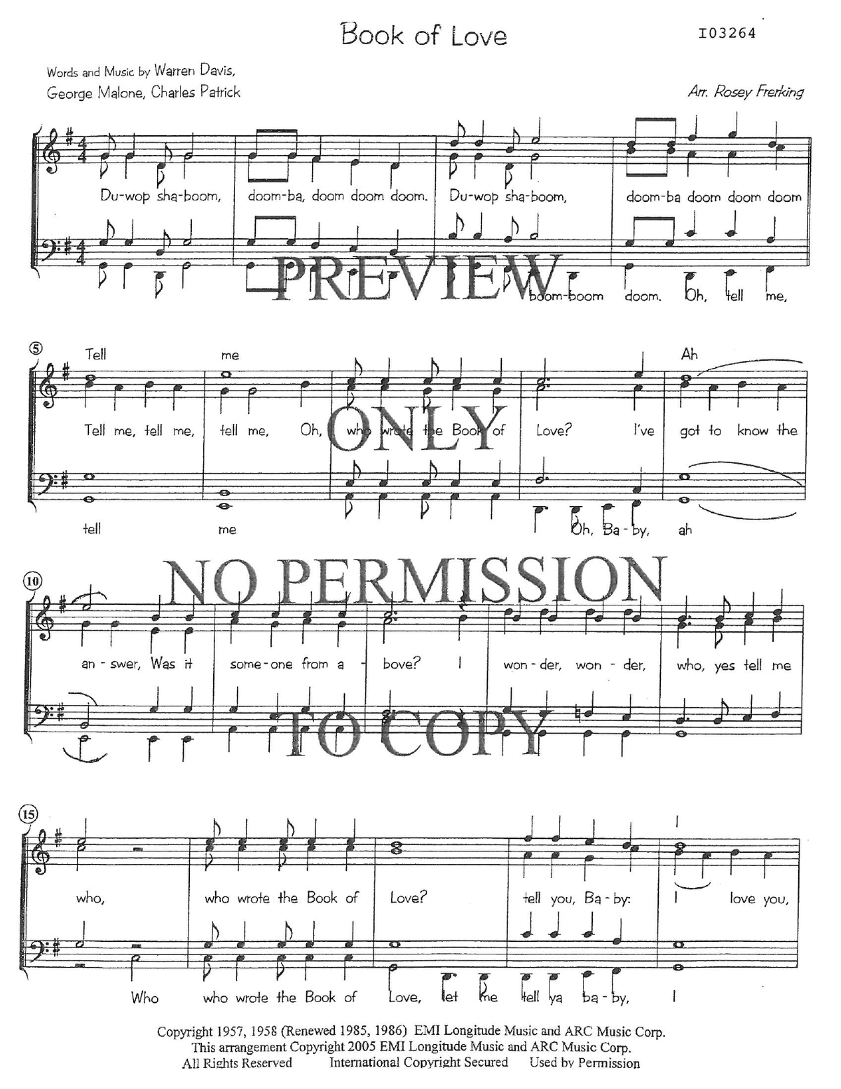Book Of Love — sheet music preview, arranged by Rosemary Frerking