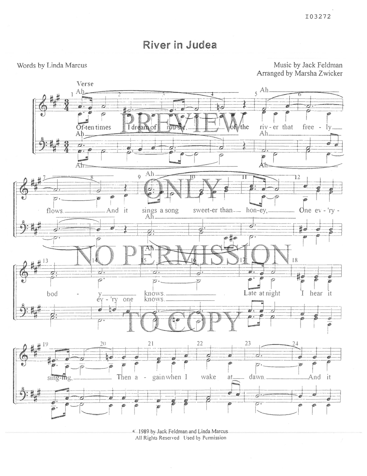 River In Judea — sheet music preview, arranged by Marsha Zwicker