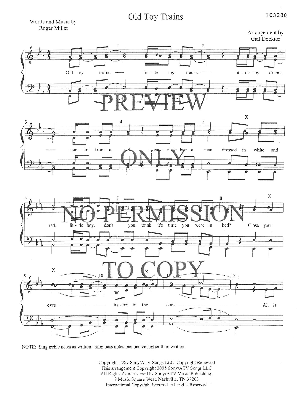 Old Toy Trains — sheet music preview, arranged by Gail Docktor