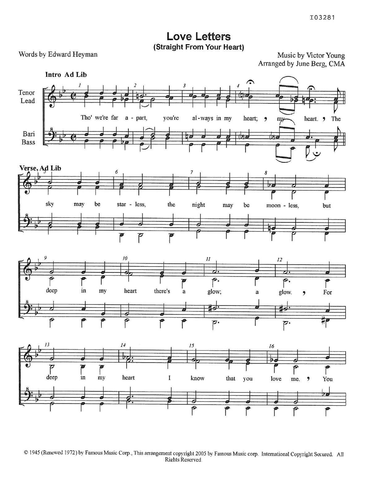 Love Letters — sheet music preview, arranged by June Berg