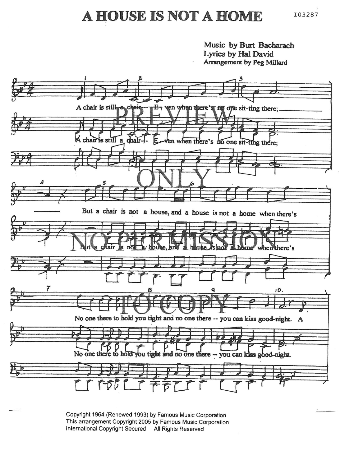 A House Is Not A Home — sheet music preview, arranged by Peg Millard