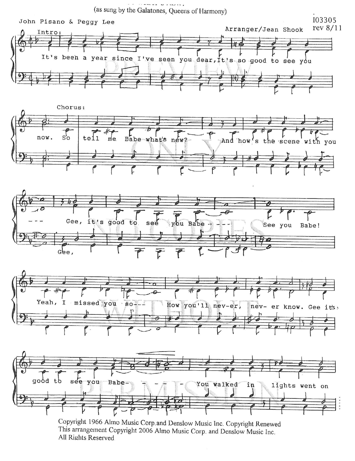 So What's New? — sheet music preview, arranged by Jean Shook