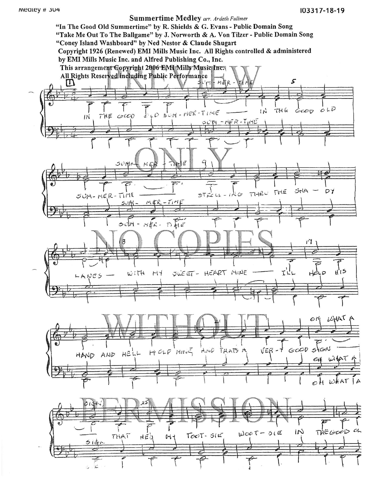 304 Medley - Coney Island Washboard — sheet music preview, arranged by Ardeth Fullmer