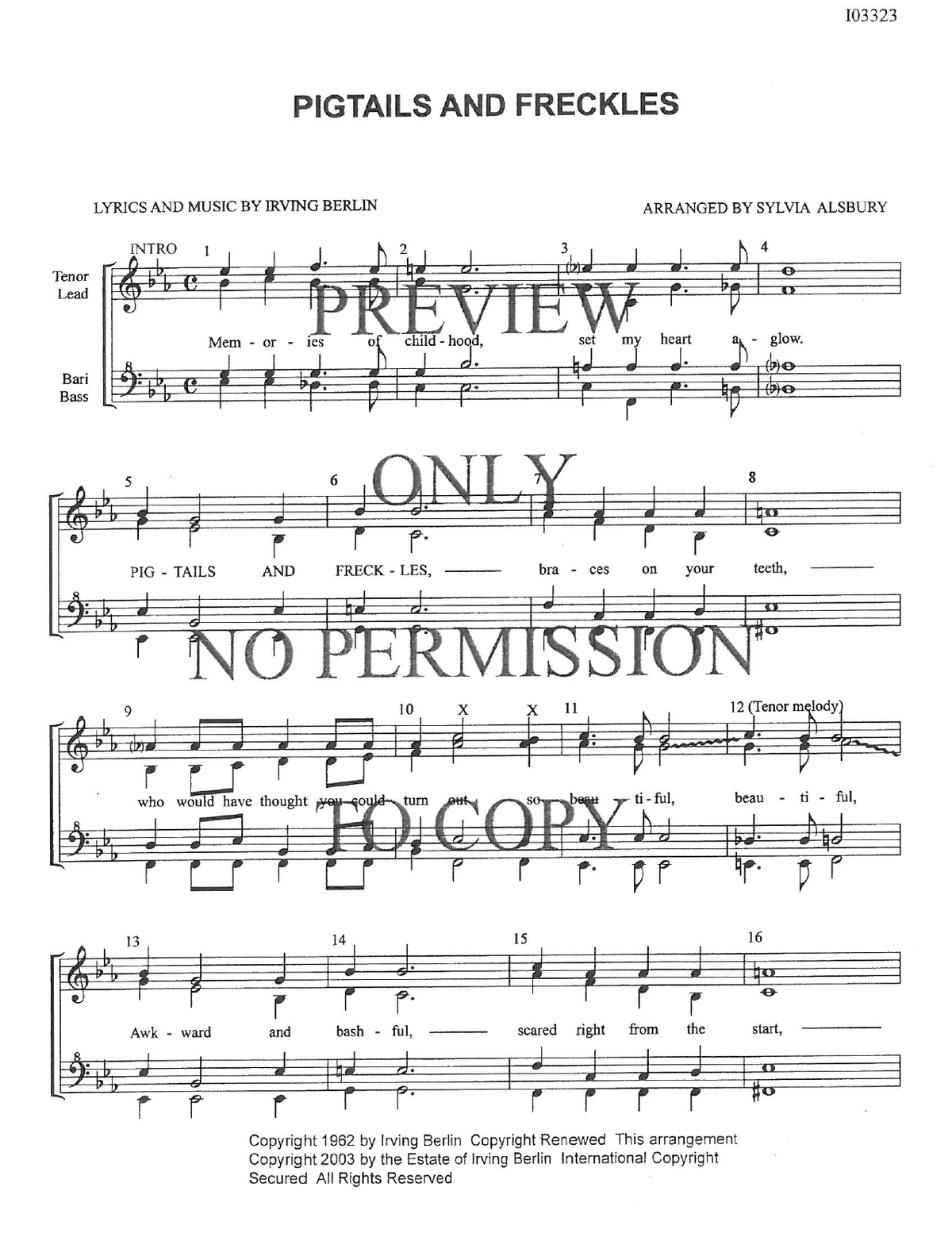Pigtails & Freckles — sheet music preview, arranged by Sylvia Alsbury