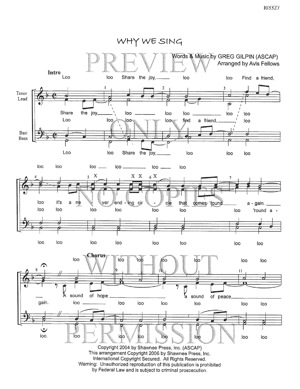 Why We Sing — sheet music preview, arranged by Avis Fellows