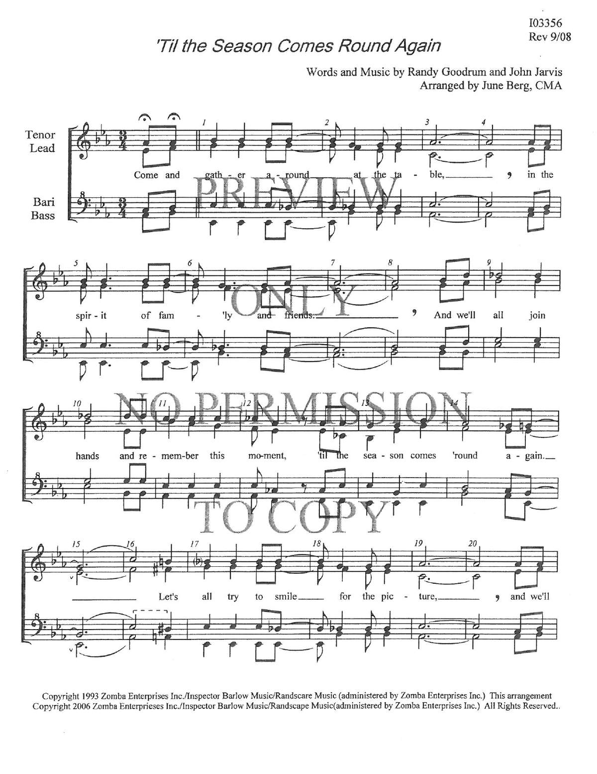 Til The Season Comes Round Again — sheet music preview, arranged by June Berg