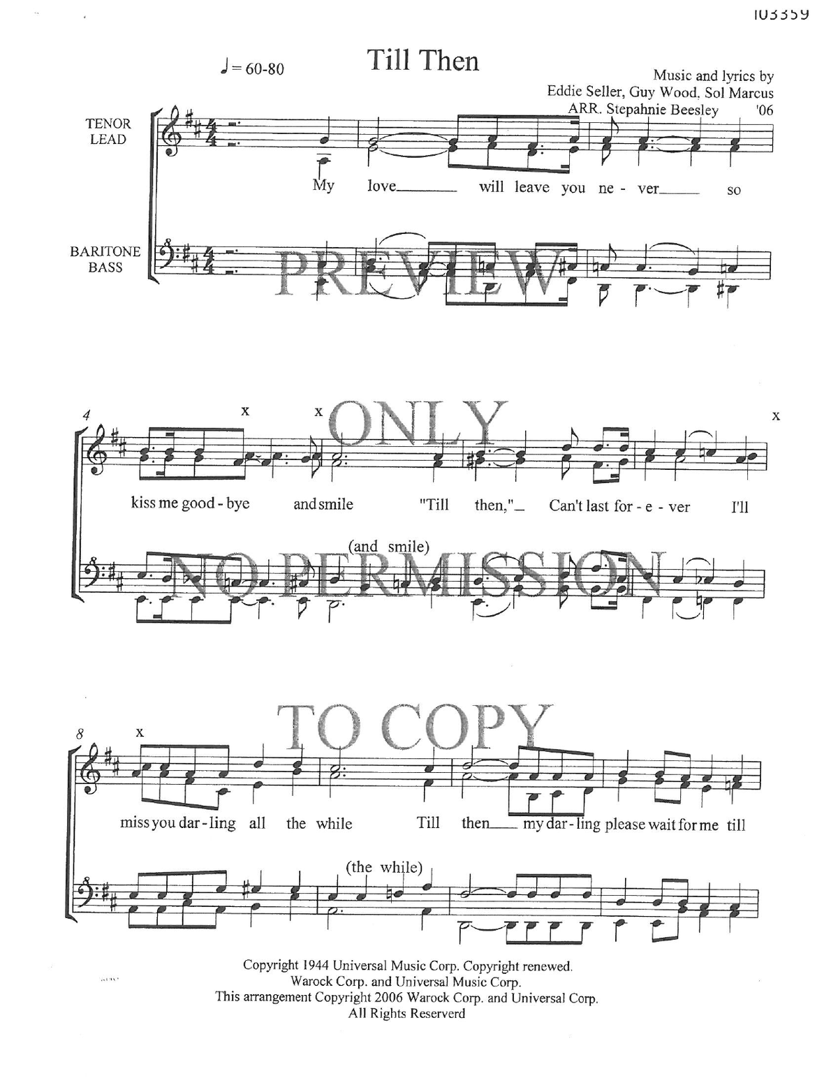 Till Then — sheet music preview, arranged by Stephanie Gentry