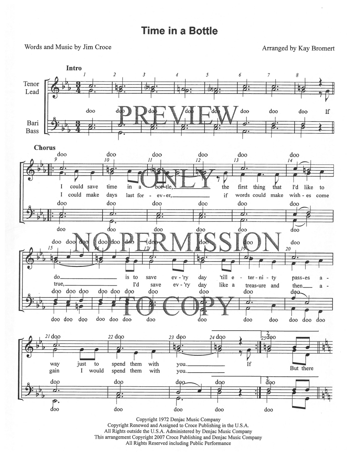 Time In A Bottle — sheet music preview, arranged by Kay Bromert