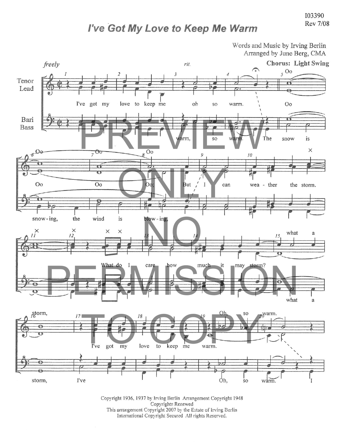 I've Got My Love To Keep Me Warm — sheet music preview, arranged by June Berg