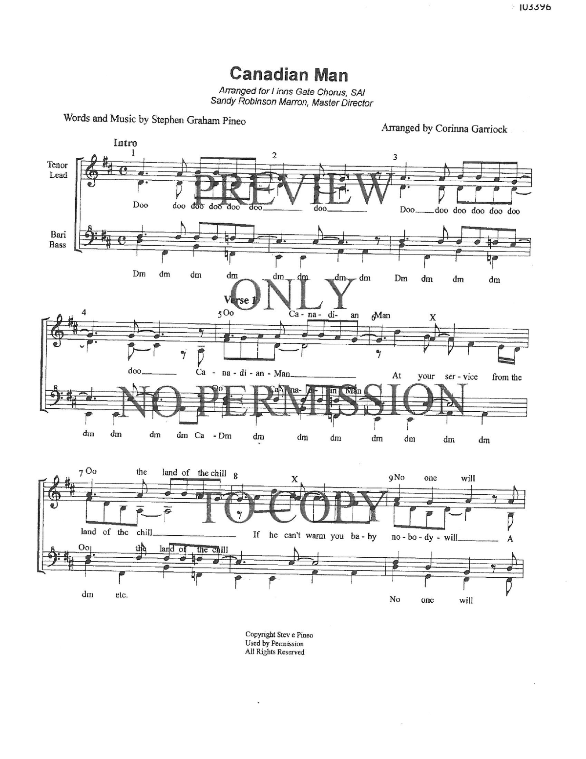 Canadian Man — sheet music preview, arranged by Corinna Garriock