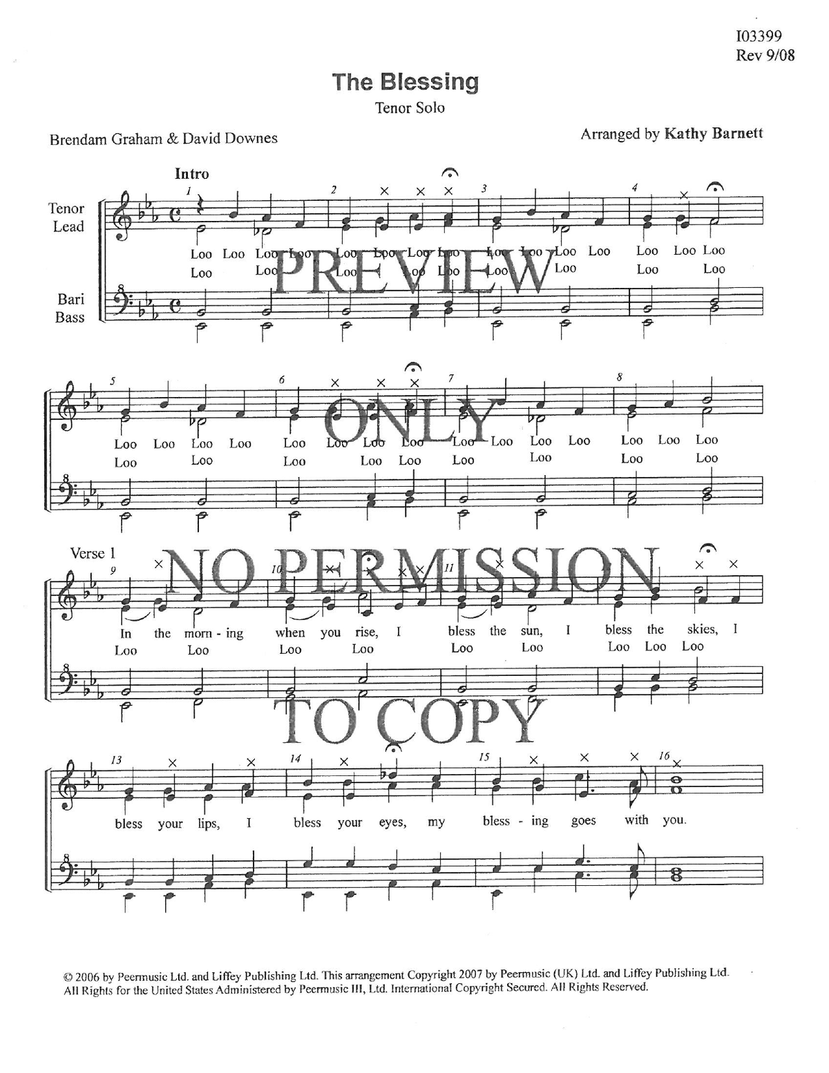 The Blessing (From Celtic Woman-A New Journey) — sheet music preview, arranged by Kathy Barnett