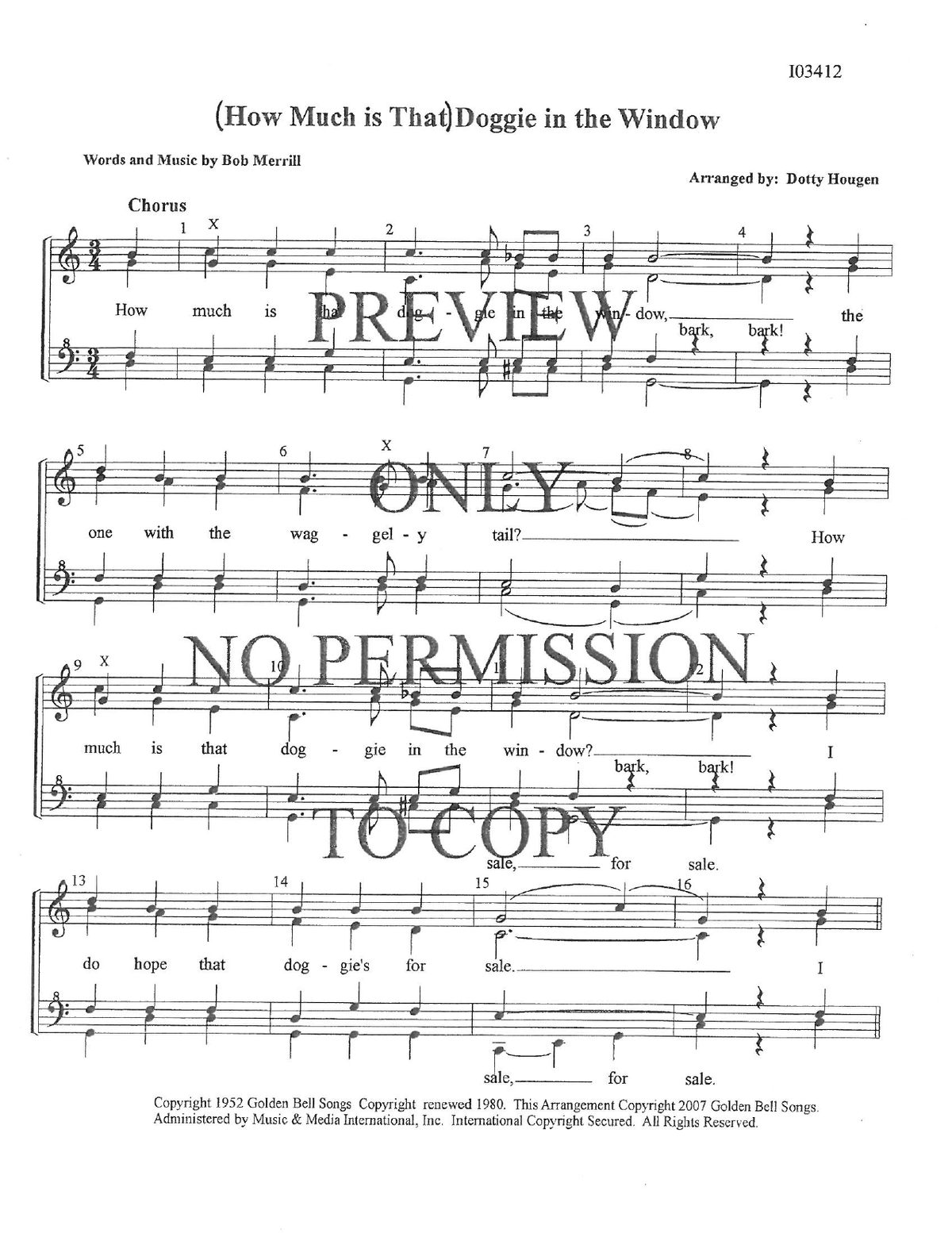 Doggie In The Window (How Much Is That) — sheet music preview, arranged by Dotty Hougen