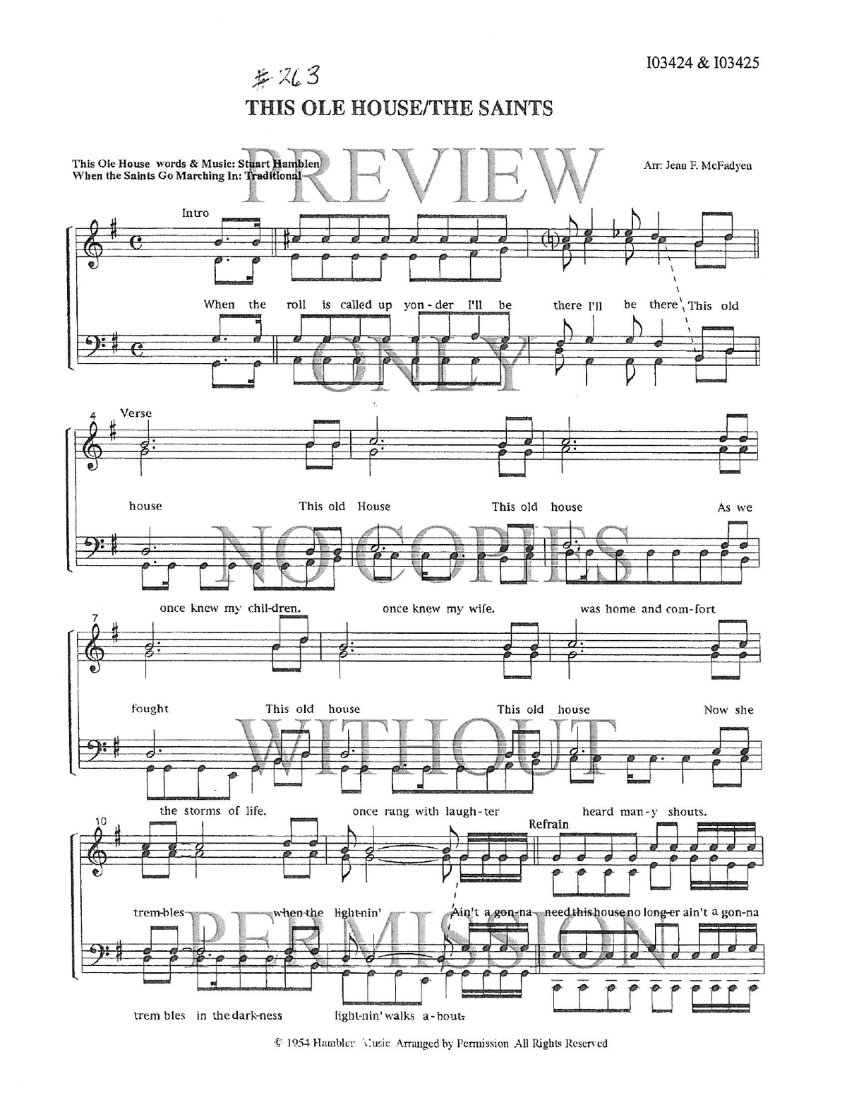 263 Medley - This Ole House — sheet music preview, arranged by Jean McFadyen