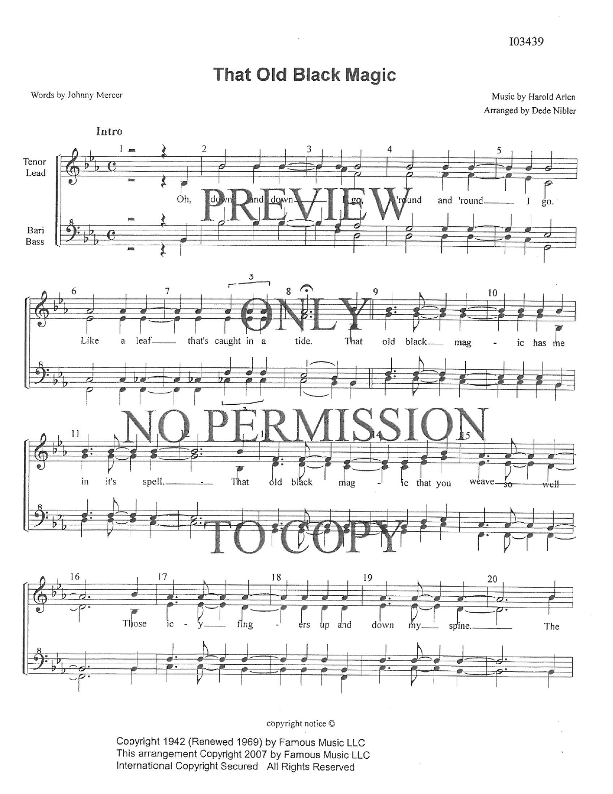 That Old Black Magic — sheet music preview, arranged by Dede Nibler