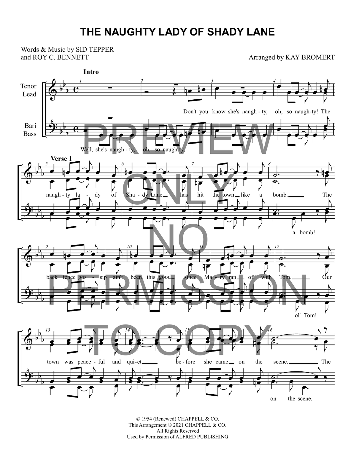 The Naughty Lady Of Shady Lane — sheet music preview, arranged by Kay Bromert
