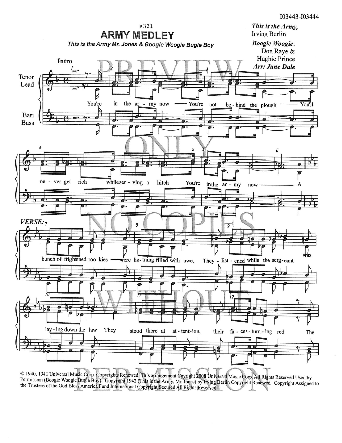 321 Medley - Boogie Woogie Bugle Boy — sheet music preview, arranged by June Dale