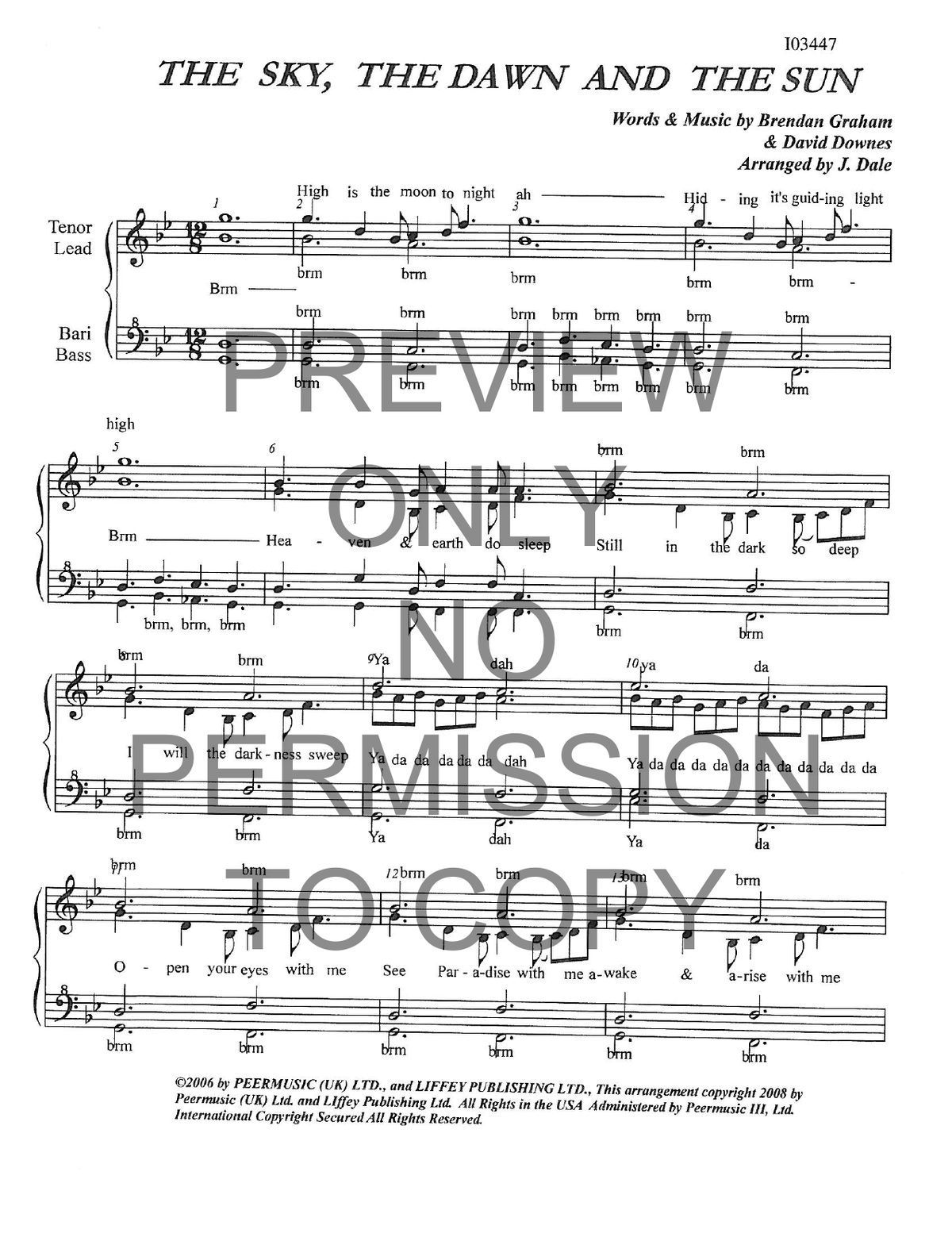 The Sky, The Dawn And The Sun — sheet music preview, arranged by June Dale