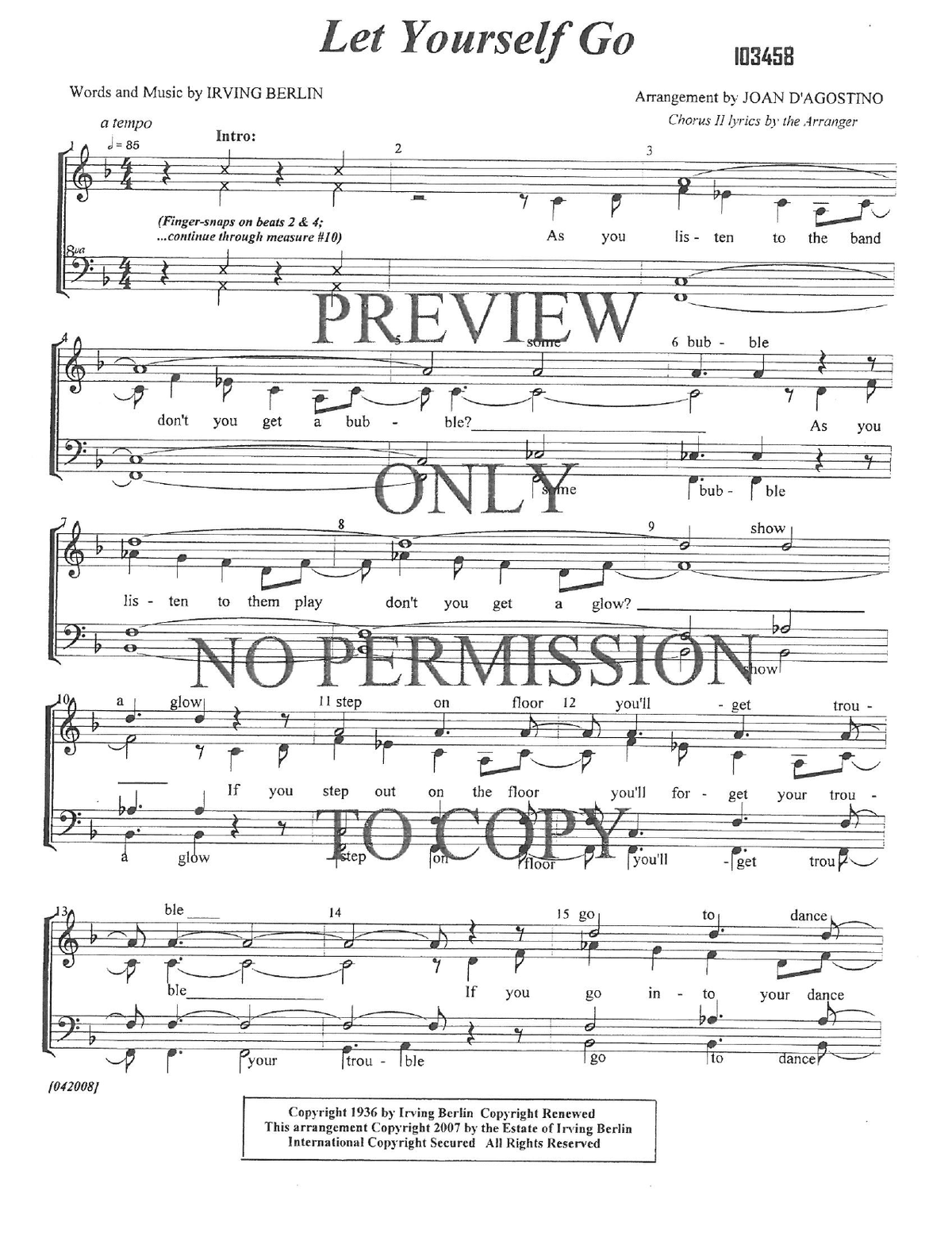 Let Yourself Go — sheet music preview, arranged by Joan D 'Agostino
