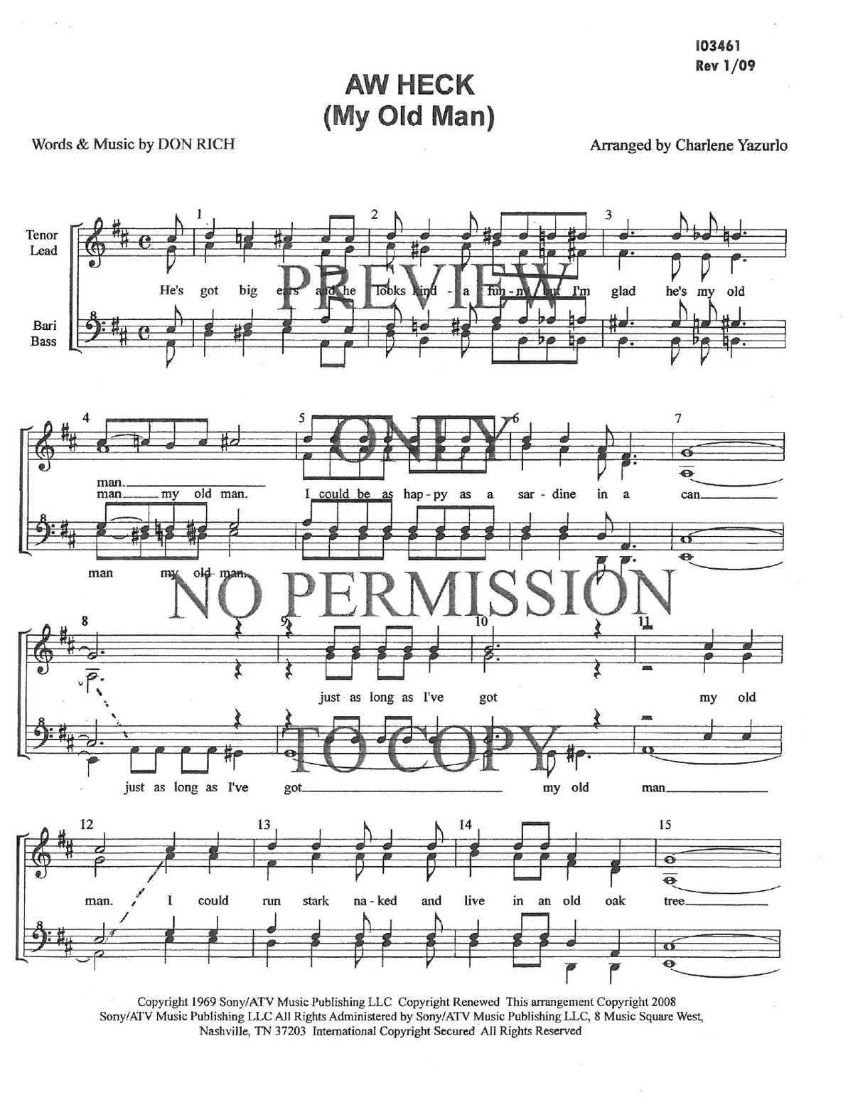 Aw Heck — sheet music preview, arranged by Charlene Yazurlo