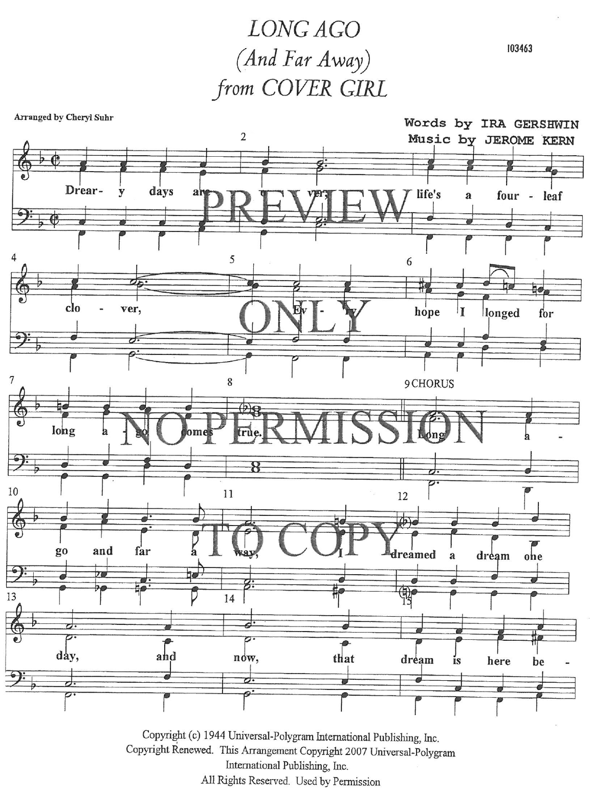 Long Ago (And Far Away) — sheet music preview, arranged by Cheryl Suhr