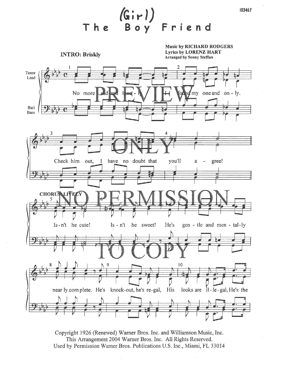 The Boy (Girl) Friend — sheet music preview, arranged by Sonny Steffan