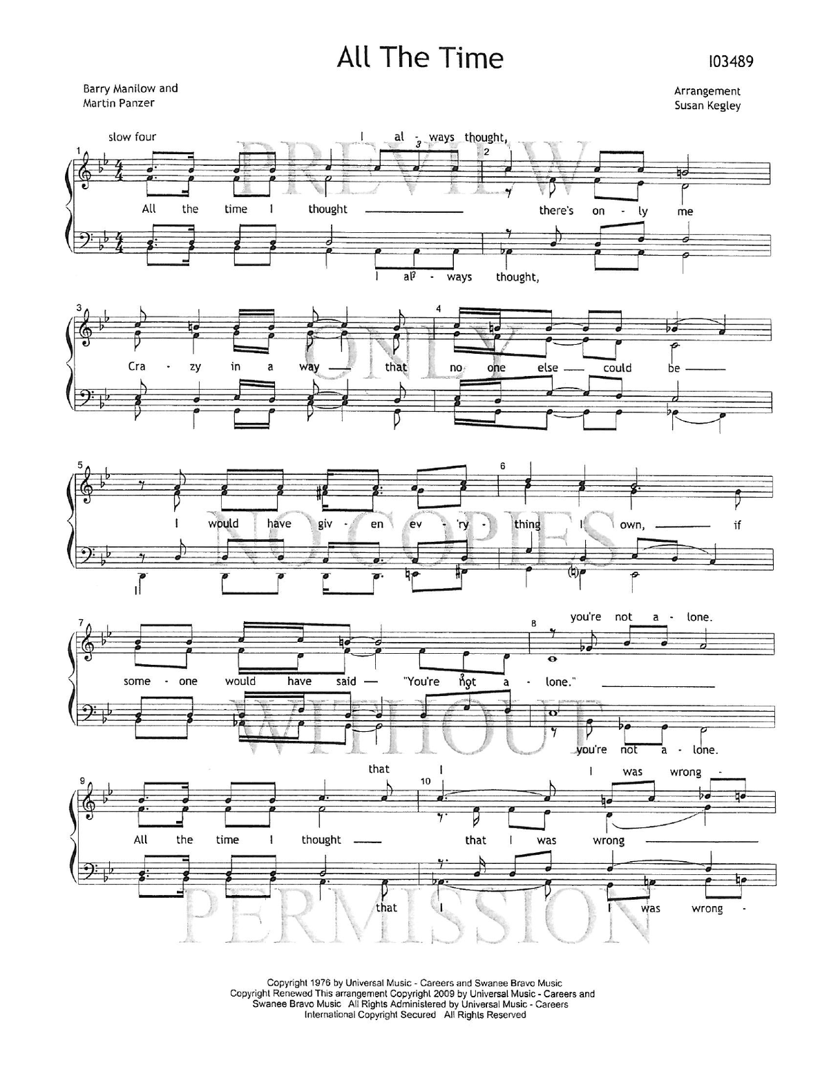 All The Time — sheet music preview, arranged by Susan Kegley