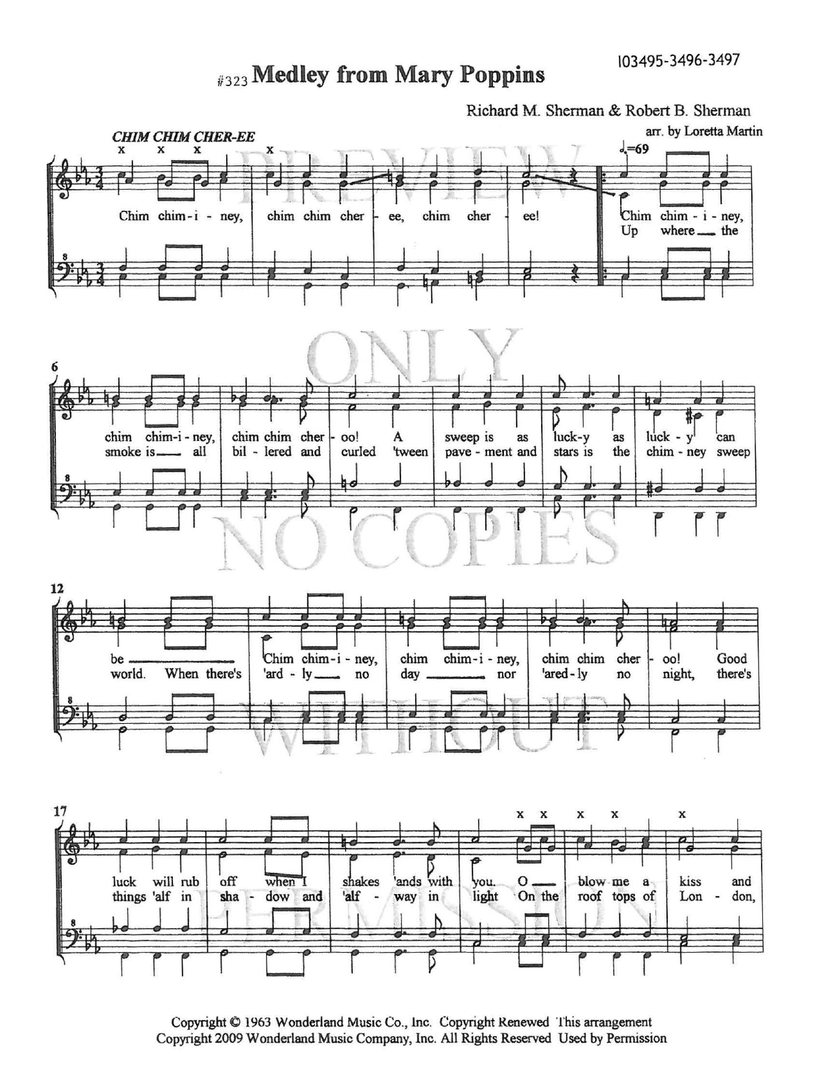 323 Medley - Chim Chim Cher-Ee — sheet music preview, arranged by Loretta Martin