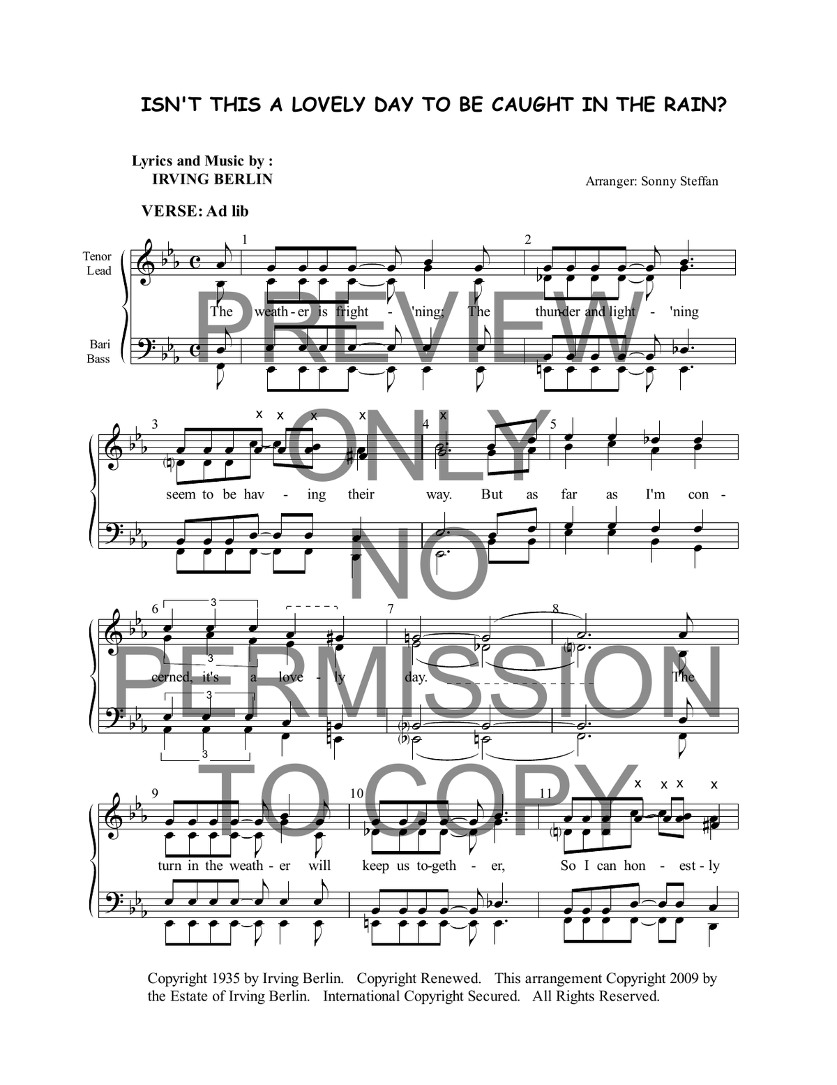 Isn't This A Lovely Day To Be Caught In The Rain — sheet music preview, arranged by Sonny Steffan