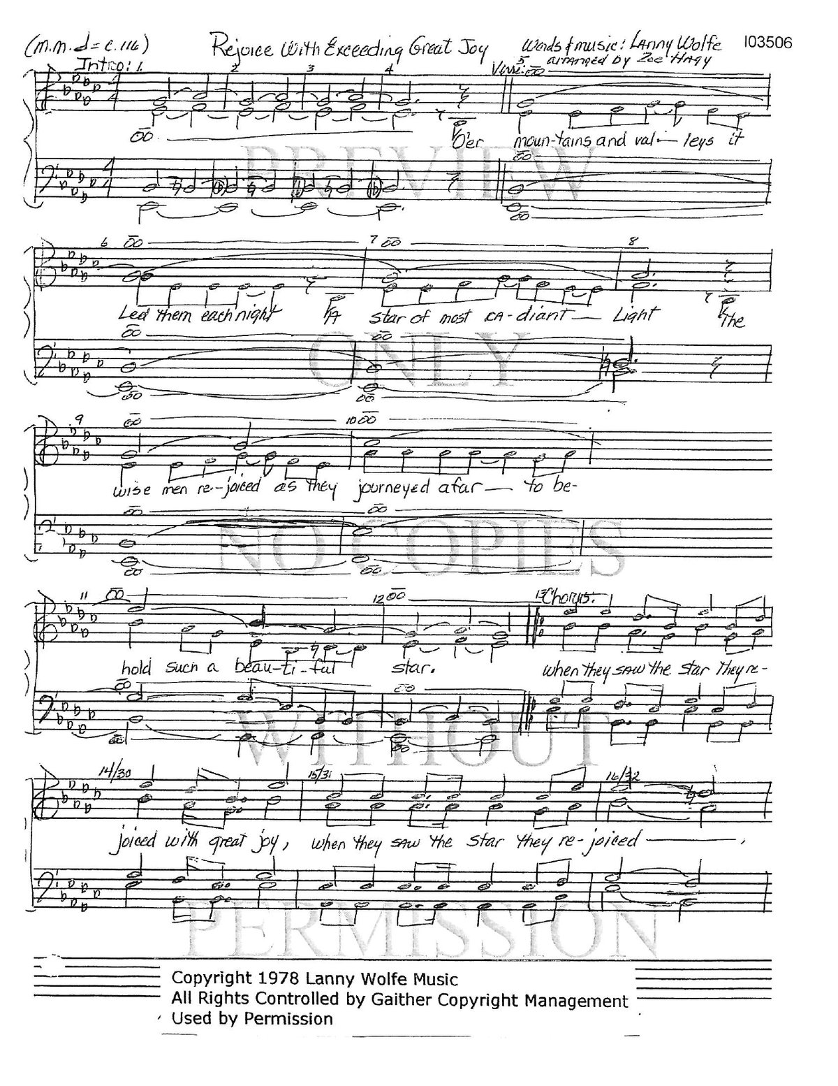Rejoice With Exceeding Great Joy — sheet music preview, arranged by Zoe Hagy
