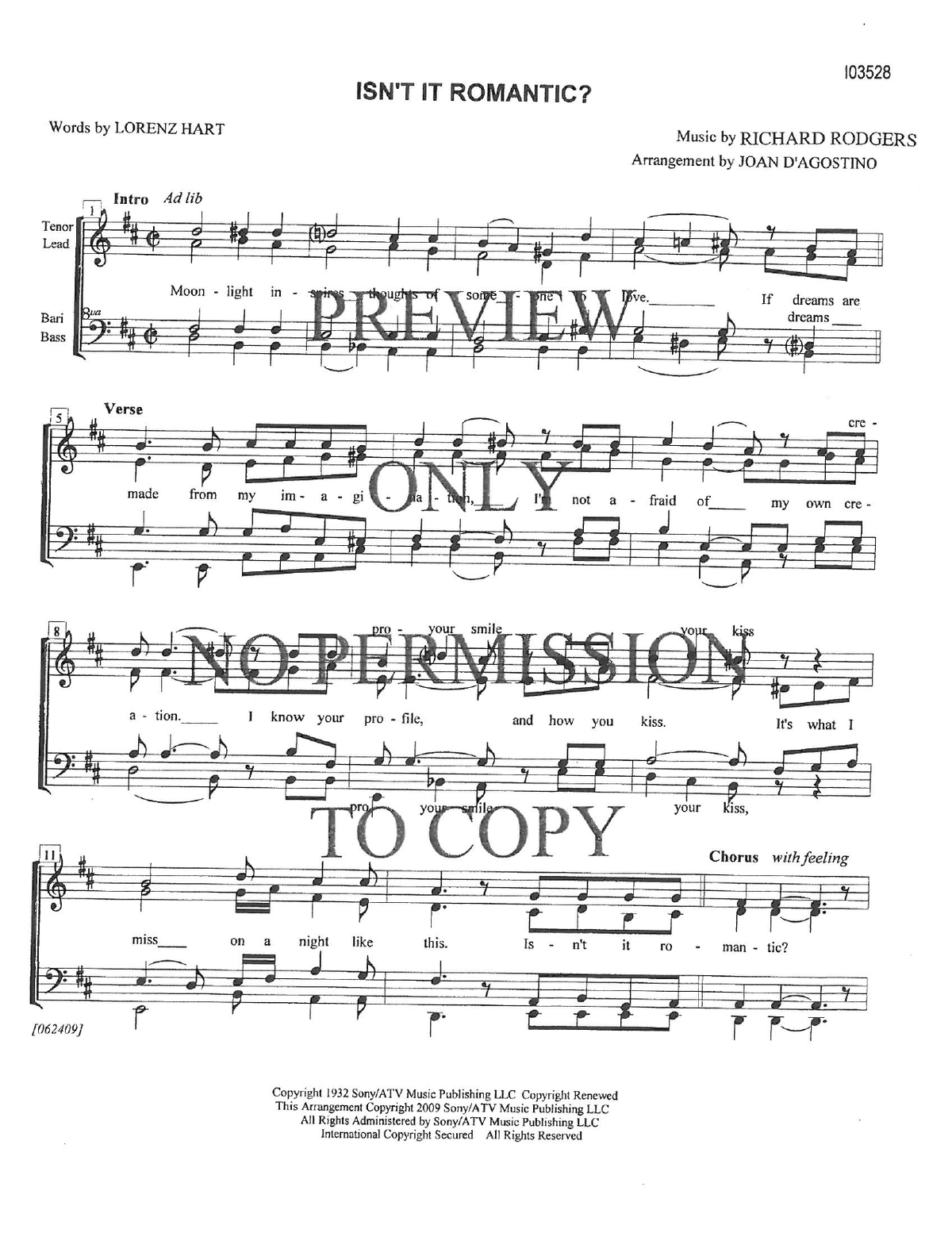 Isn't It Romantic — sheet music preview, arranged by Joan D 'Agostino