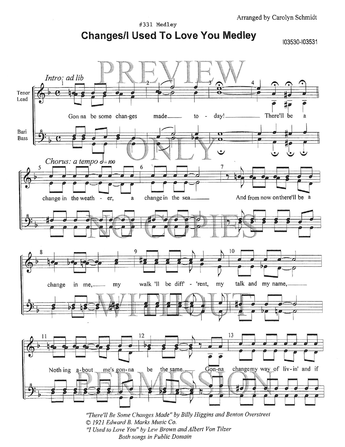 331 Medley - I Used To Love You — sheet music preview, arranged by Carolyn Schmidt