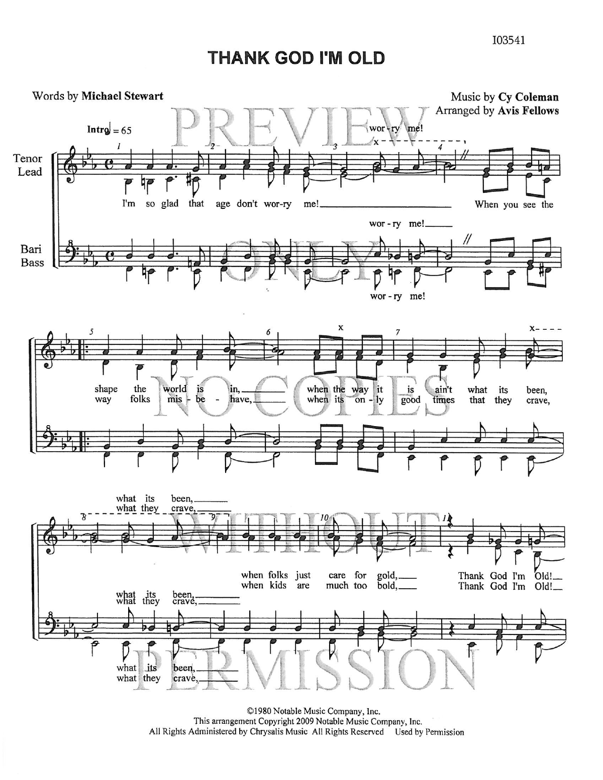 Thank God I'm Old — sheet music preview, arranged by Avis Fellows
