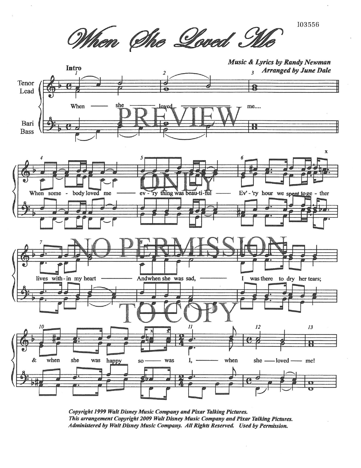 When She Loved Me — sheet music preview, arranged by June Dale