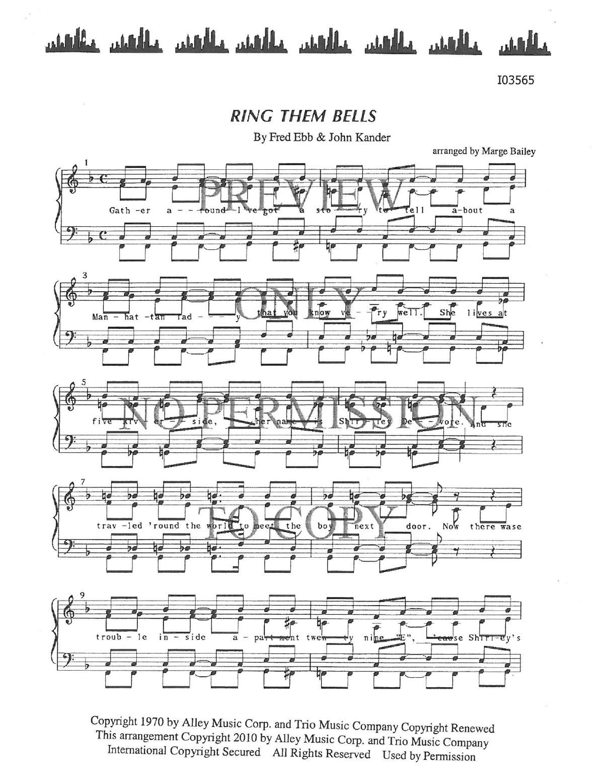 Ring Them Bells — sheet music preview, arranged by Marge Bailey