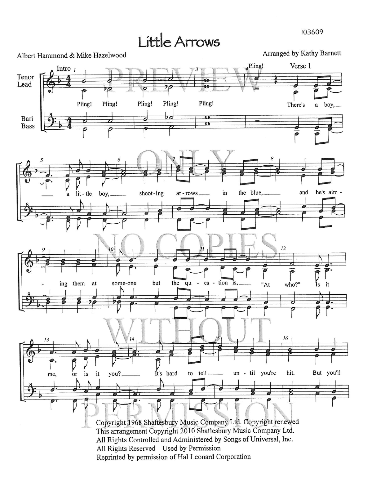 Little Arrows — sheet music preview, arranged by Kathy Barnett