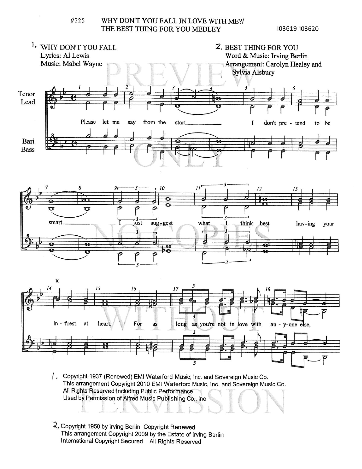 325 Medley - As Long As You're Not In Love — sheet music preview, arranged by Carolyn Healey