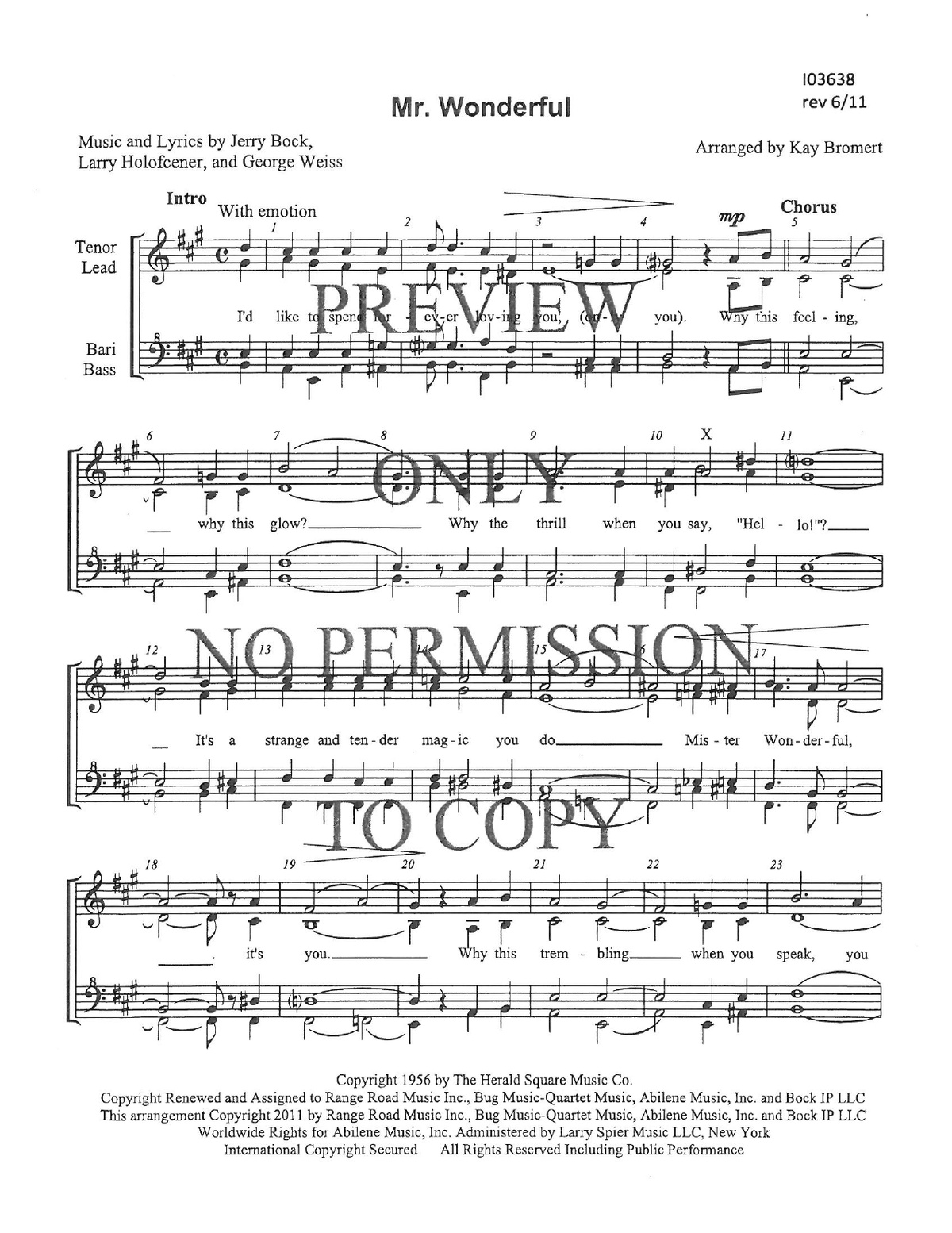 Mr. Wonderful — sheet music preview, arranged by Kay Bromert