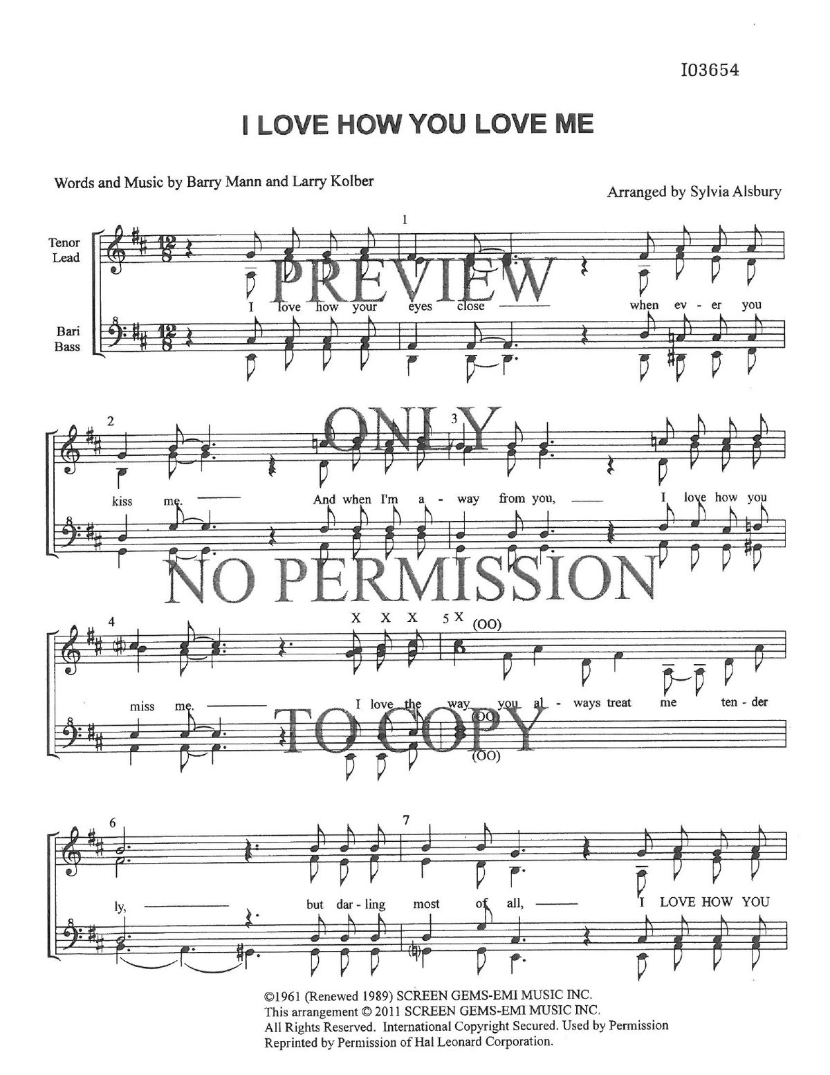 I Love How You Love Me — sheet music preview, arranged by Sylvia Alsbury